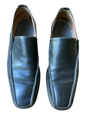 Michael Toschi Italian Men's Black Slip-On Leather Loafers Size 11